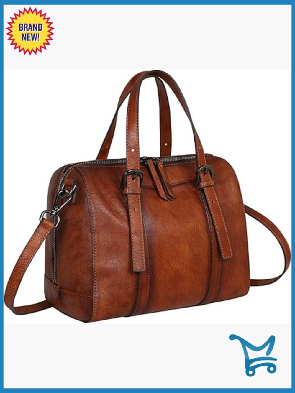 Genuine Leather Satchel Hobo Crossbody Bag with Adjustable Strap